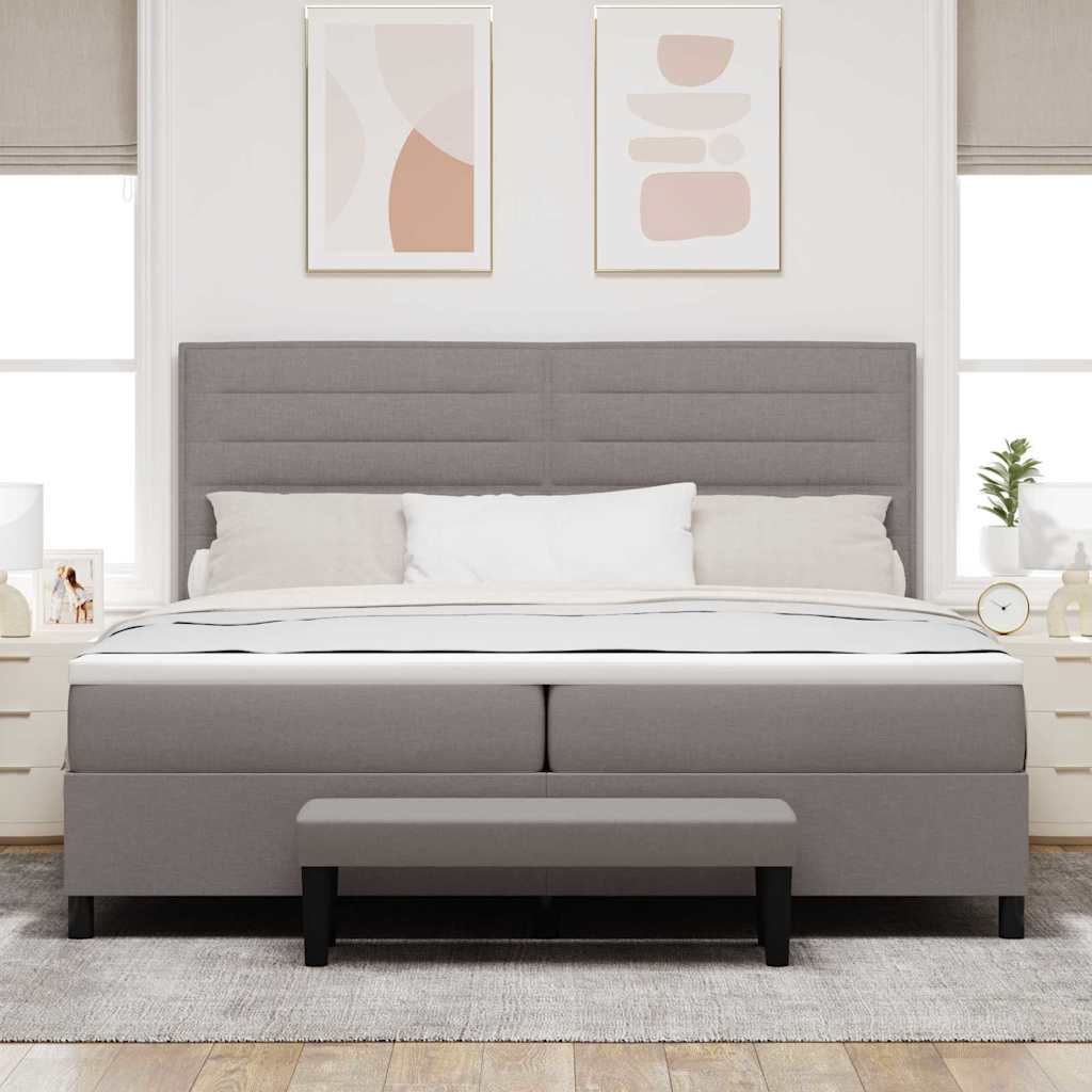 vidaXL Łóżko sprężynowe Z zagłówkiem Ciemnoszary 200 x 200 cm tkanina