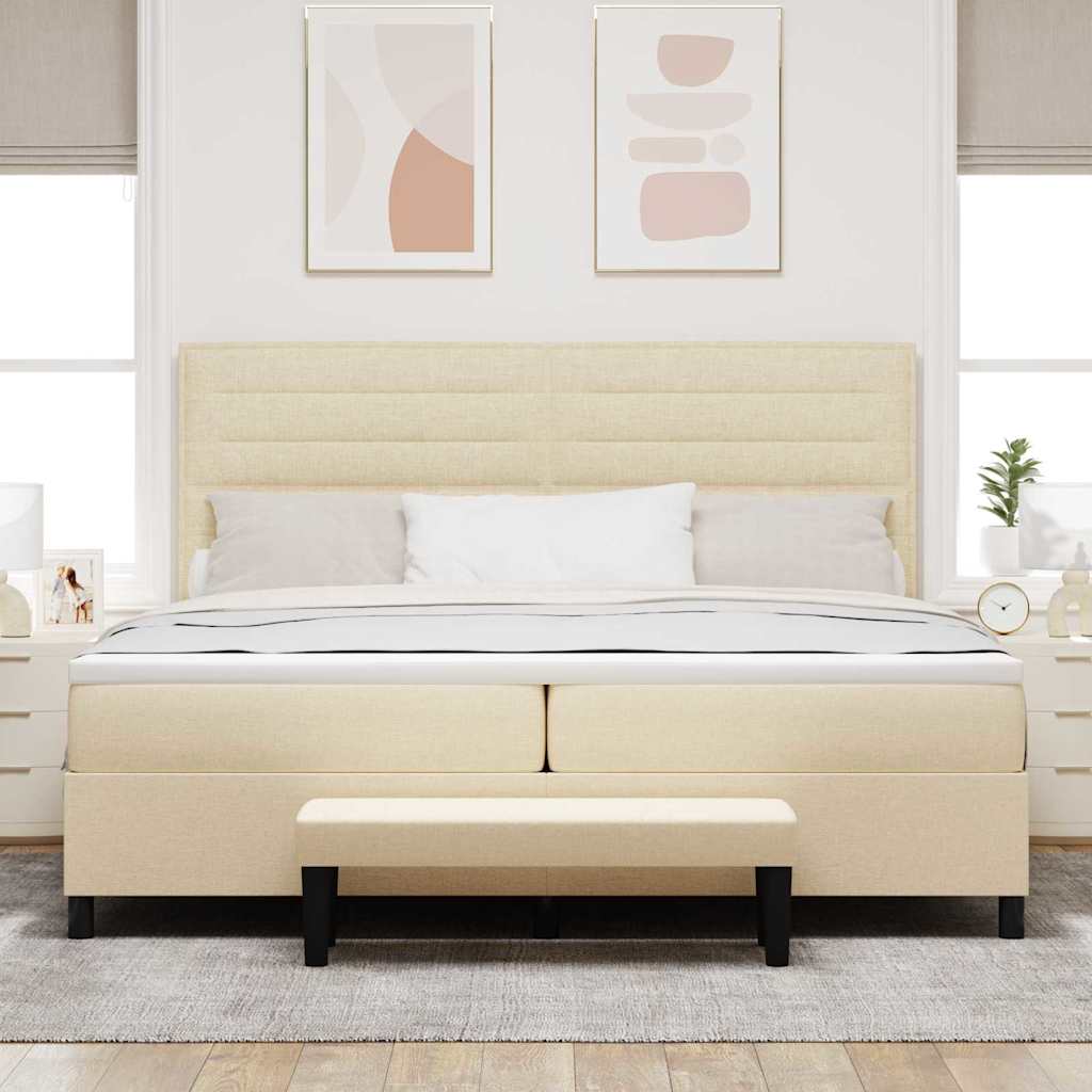 vidaXL Łóżko sprężynowe z materacem Kremowy 200 x 200 cm tkanina
