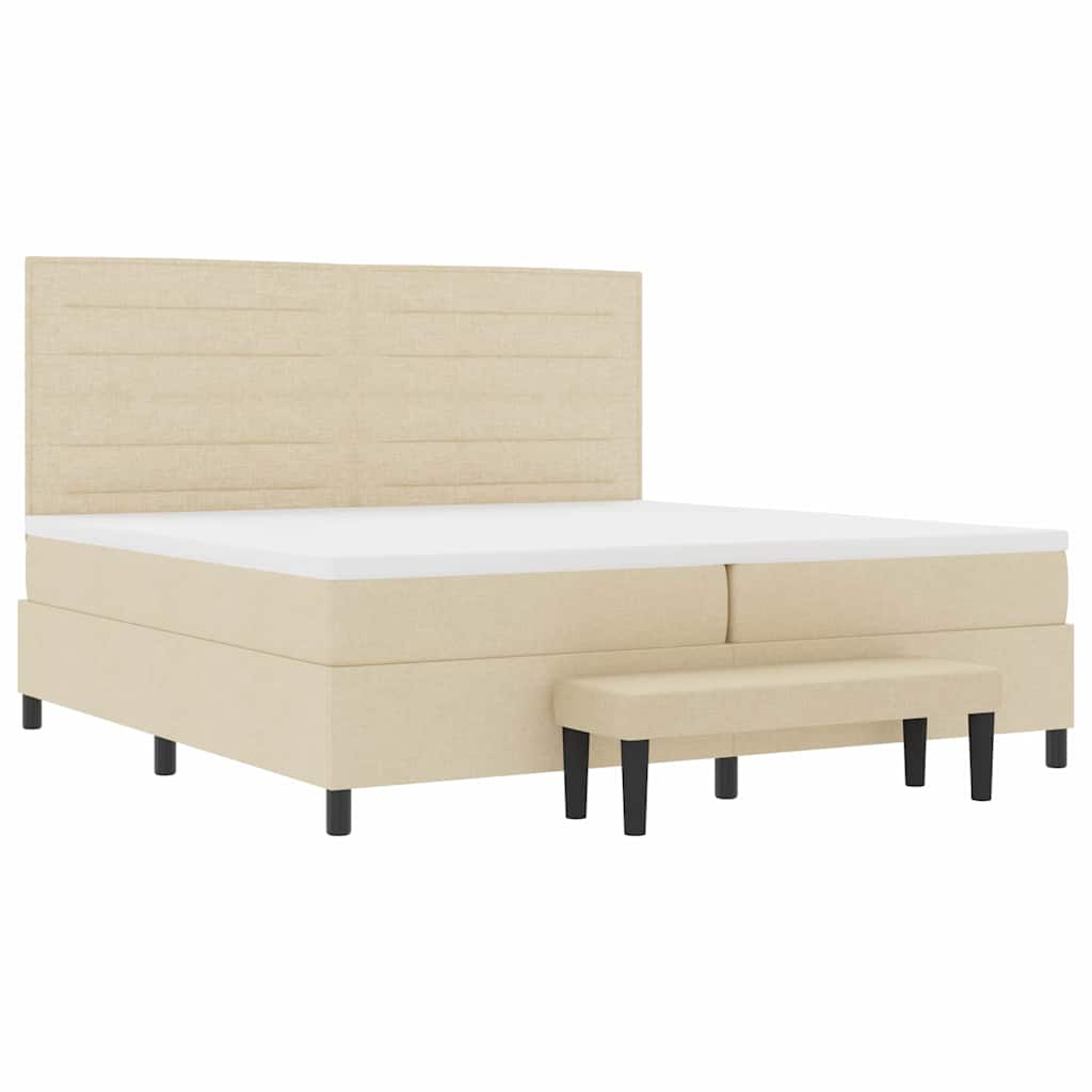 vidaXL Łóżko sprężynowe z materacem Kremowy 200 x 200 cm tkanina
