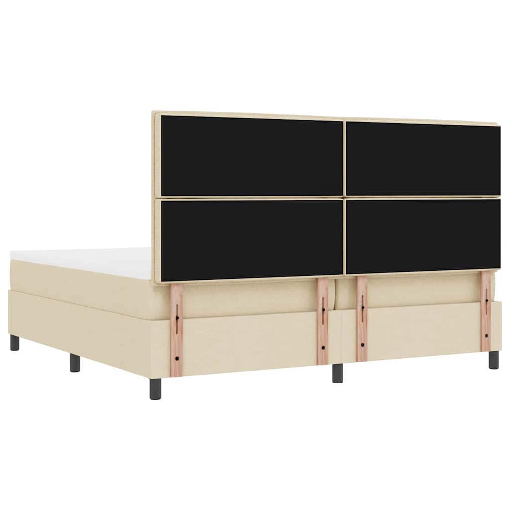 vidaXL Łóżko sprężynowe z materacem Kremowy 200 x 200 cm tkanina