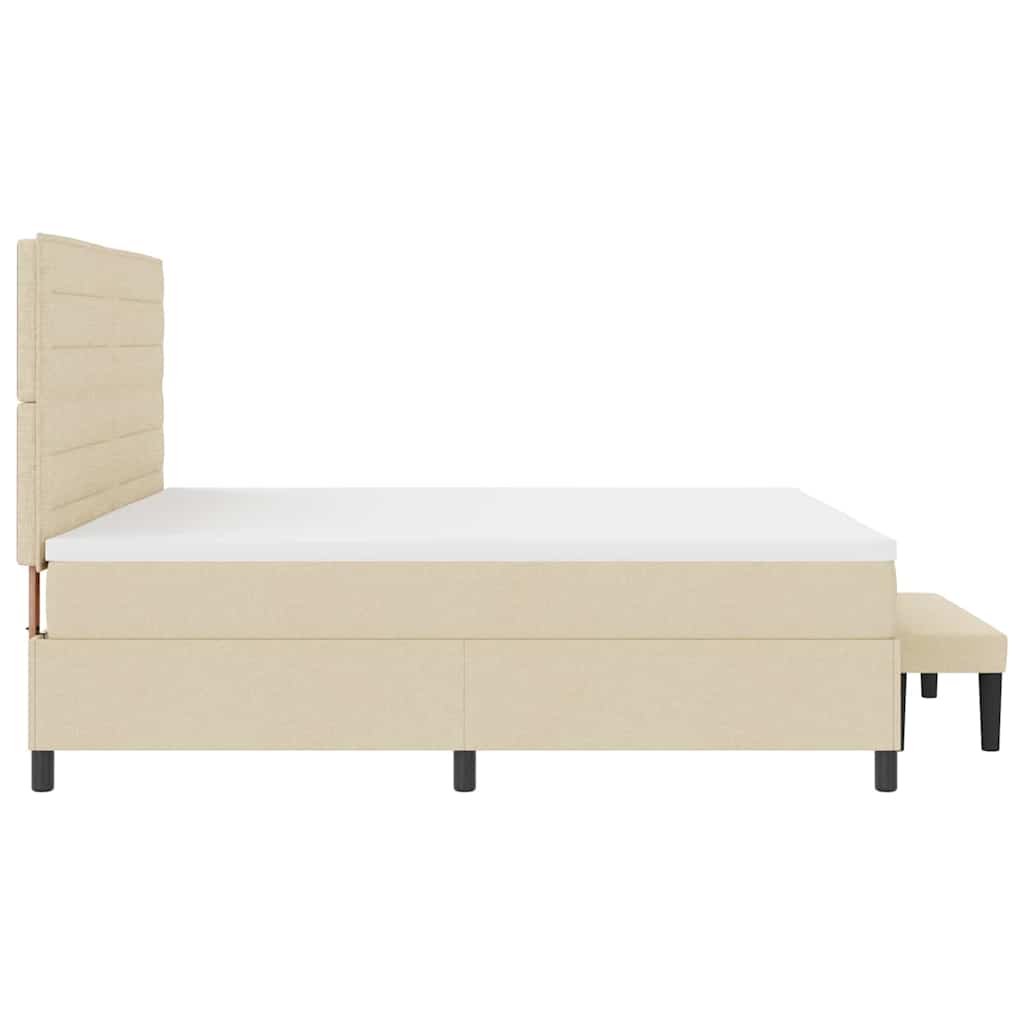 vidaXL Łóżko sprężynowe z materacem Kremowy 200 x 200 cm tkanina