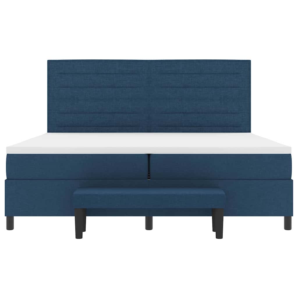vidaXL Łóżko sprężynowe Z zagłówkiem Niebieski 200 x 200 cm tkanina