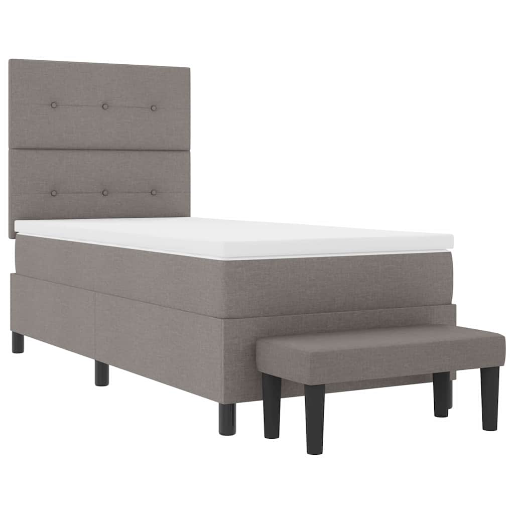 vidaXL Łóżko sprężynowe Z zagłówkiem Ciemnoszary 90 x 190 cm tkanina