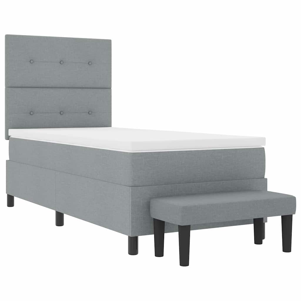 vidaXL Łóżko sprężynowe Z zagłówkiem Jasnoszary 100 x 200 cm tkanina