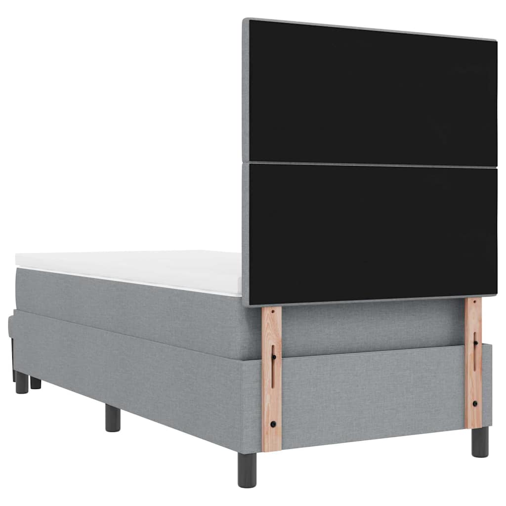 vidaXL Łóżko sprężynowe Z zagłówkiem Jasnoszary 100 x 200 cm tkanina