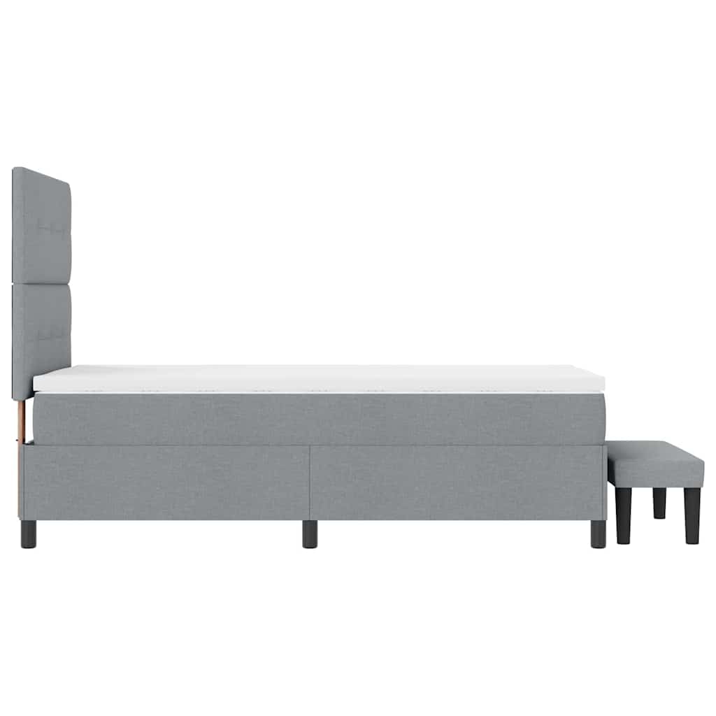 vidaXL Łóżko sprężynowe Z zagłówkiem Jasnoszary 100 x 200 cm tkanina