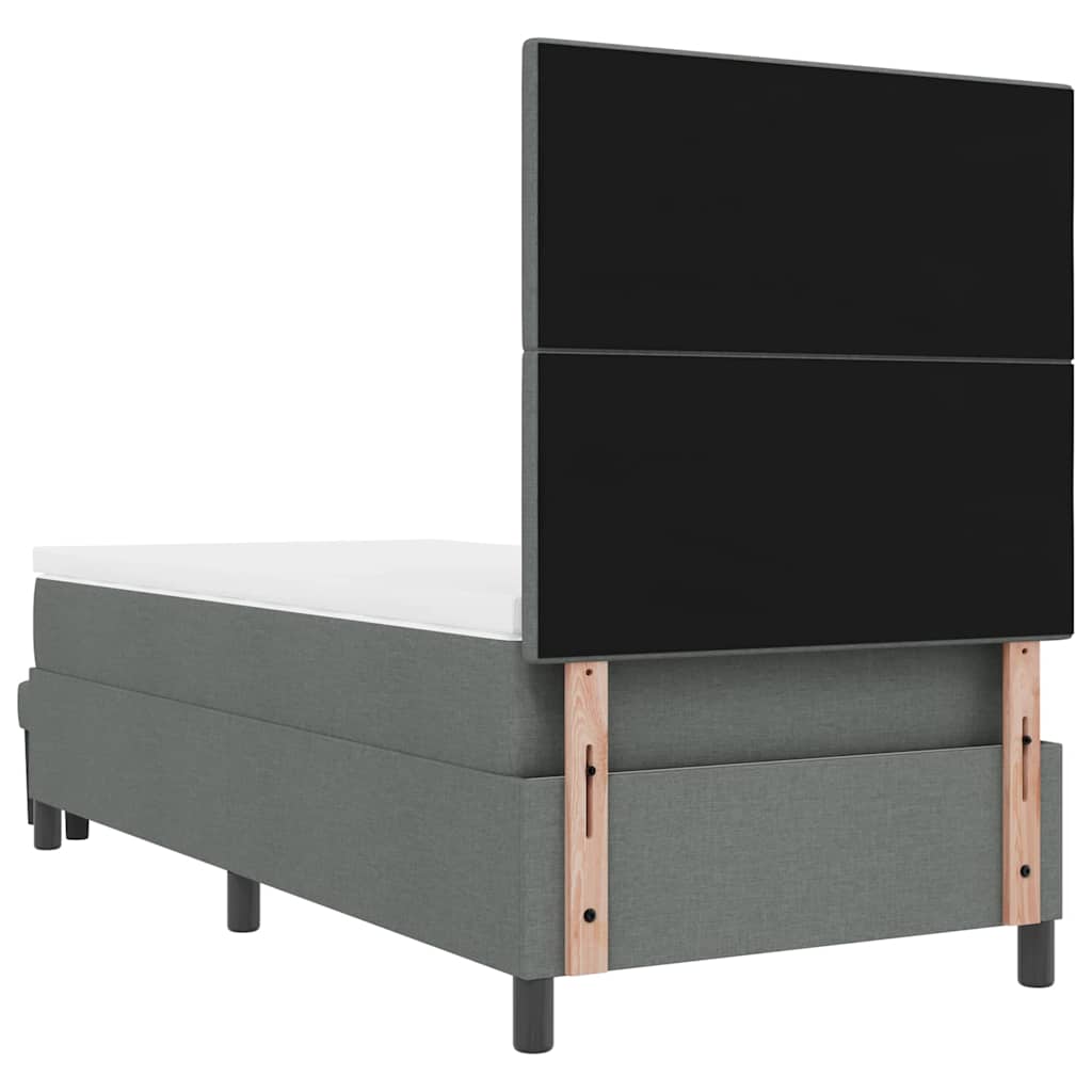 vidaXL Łóżko sprężynowe Z zagłówkiem Ciemnoszary 100 x 200 cm tkanina