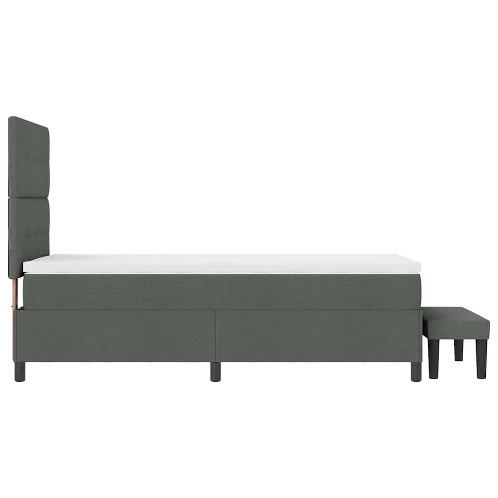 vidaXL Łóżko sprężynowe Z zagłówkiem Ciemnoszary 100 x 200 cm tkanina