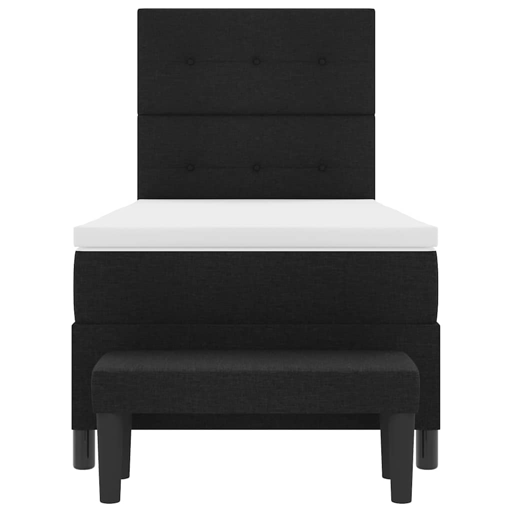vidaXL Łóżko sprężynowe Z zagłówkiem Czarny 100 x 200 cm tkanina