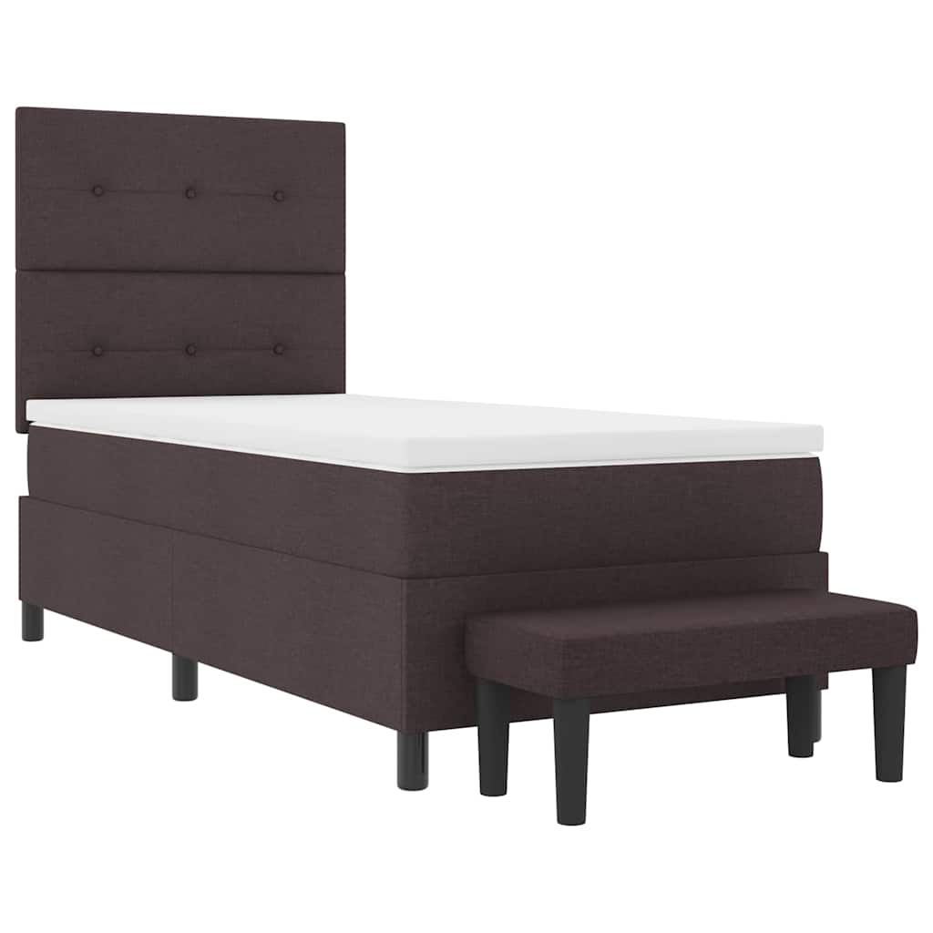 vidaXL Łóżko sprężynowe Z zagłówkiem Ciemny brąz 100 x 200 cm tkanina