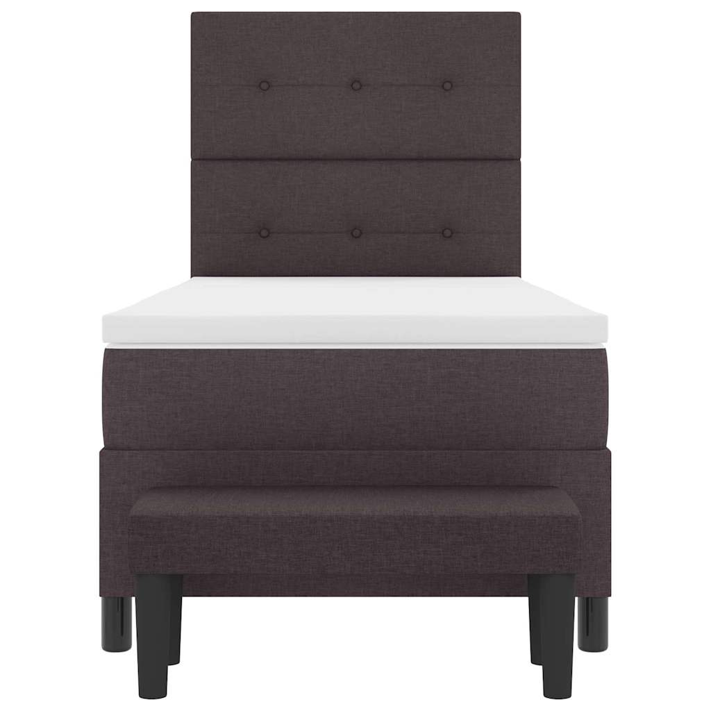 vidaXL Łóżko sprężynowe Z zagłówkiem Ciemny brąz 100 x 200 cm tkanina