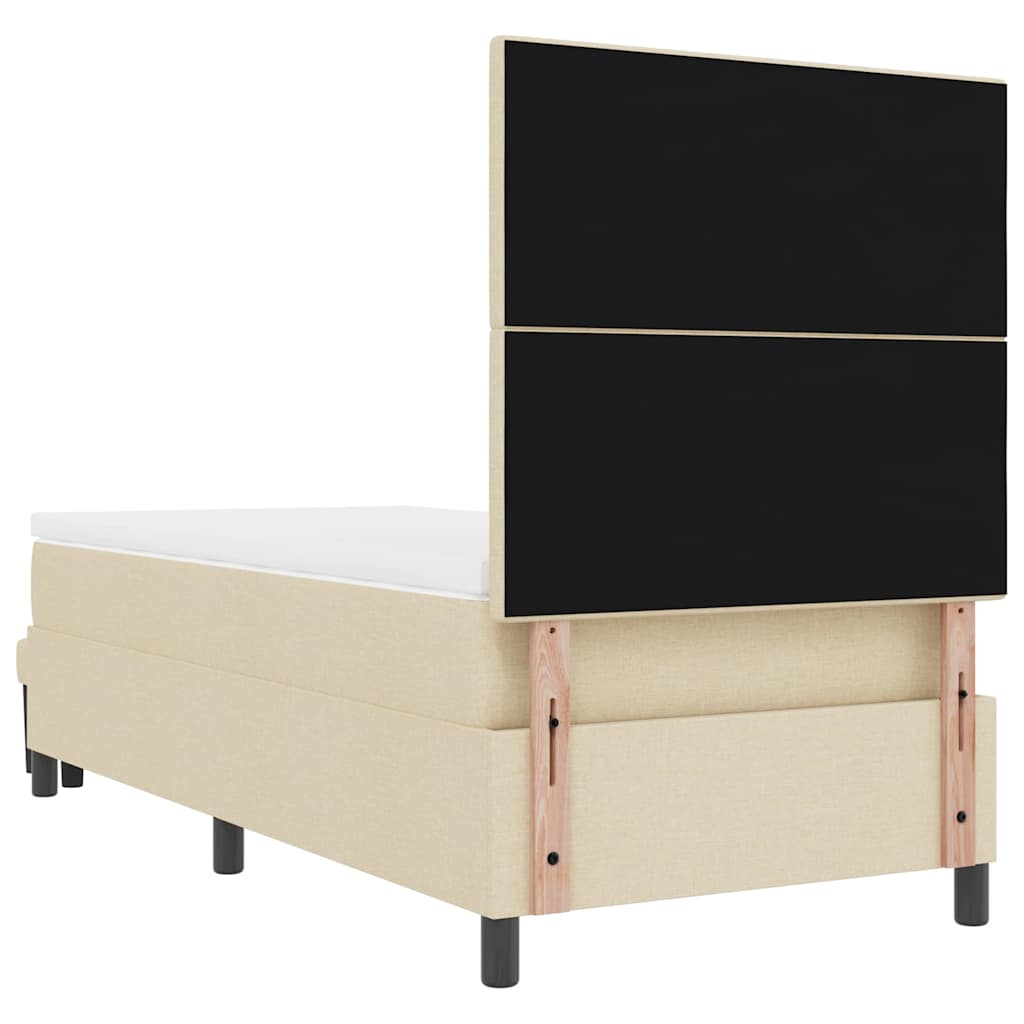 vidaXL Łóżko sprężynowe Z zagłówkiem Kremowy 100 x 200 cm tkanina