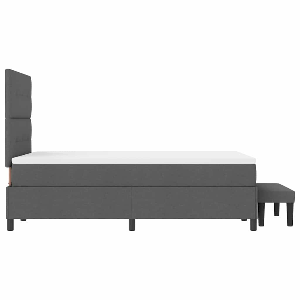 vidaXL Łóżko sprężynowe Z zagłówkiem Ciemnoszary 120 x 190 cm tkanina