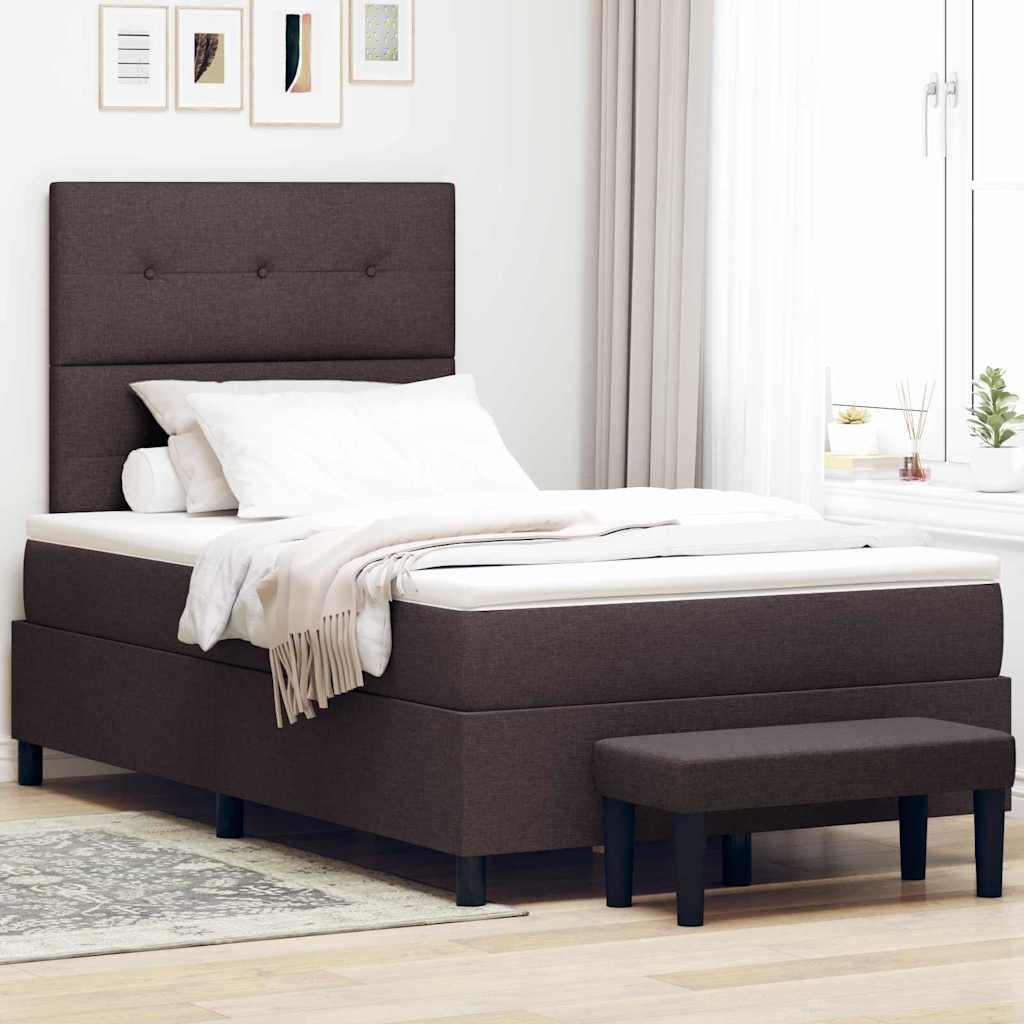 vidaXL Łóżko sprężynowe z poduszką Ciemny brąz 120 x 190 cm tkanina