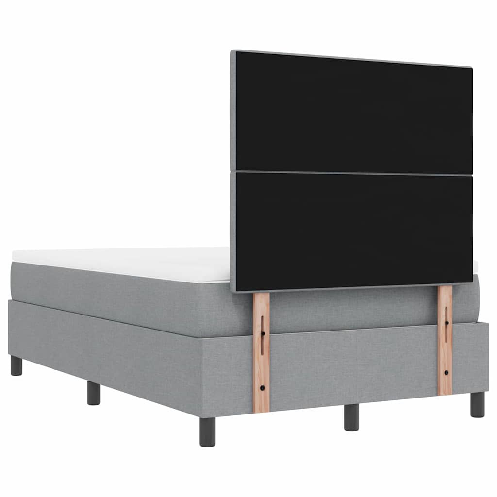 vidaXL Łóżko sprężynowe Z zagłówkiem Jasnoszary 120 x 200 cm tkanina