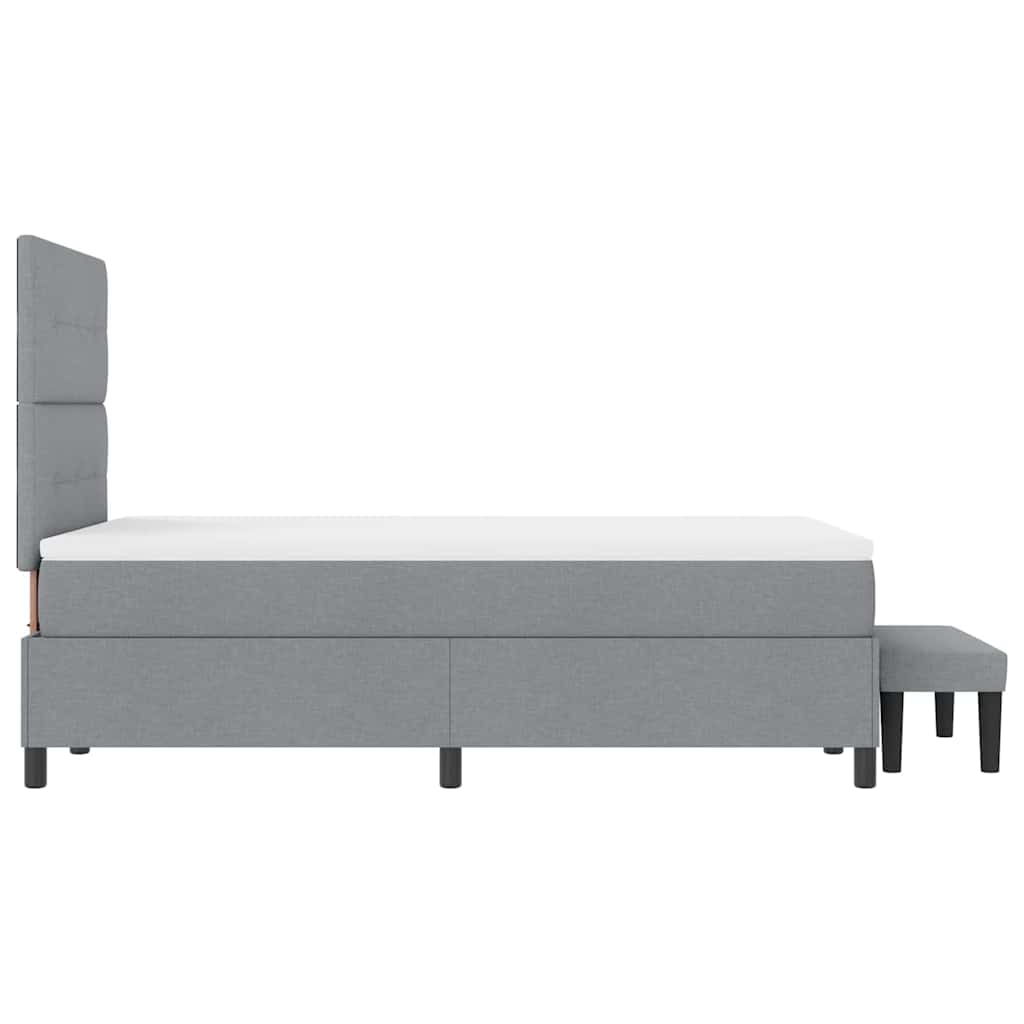 vidaXL Łóżko sprężynowe Z zagłówkiem Jasnoszary 120 x 200 cm tkanina