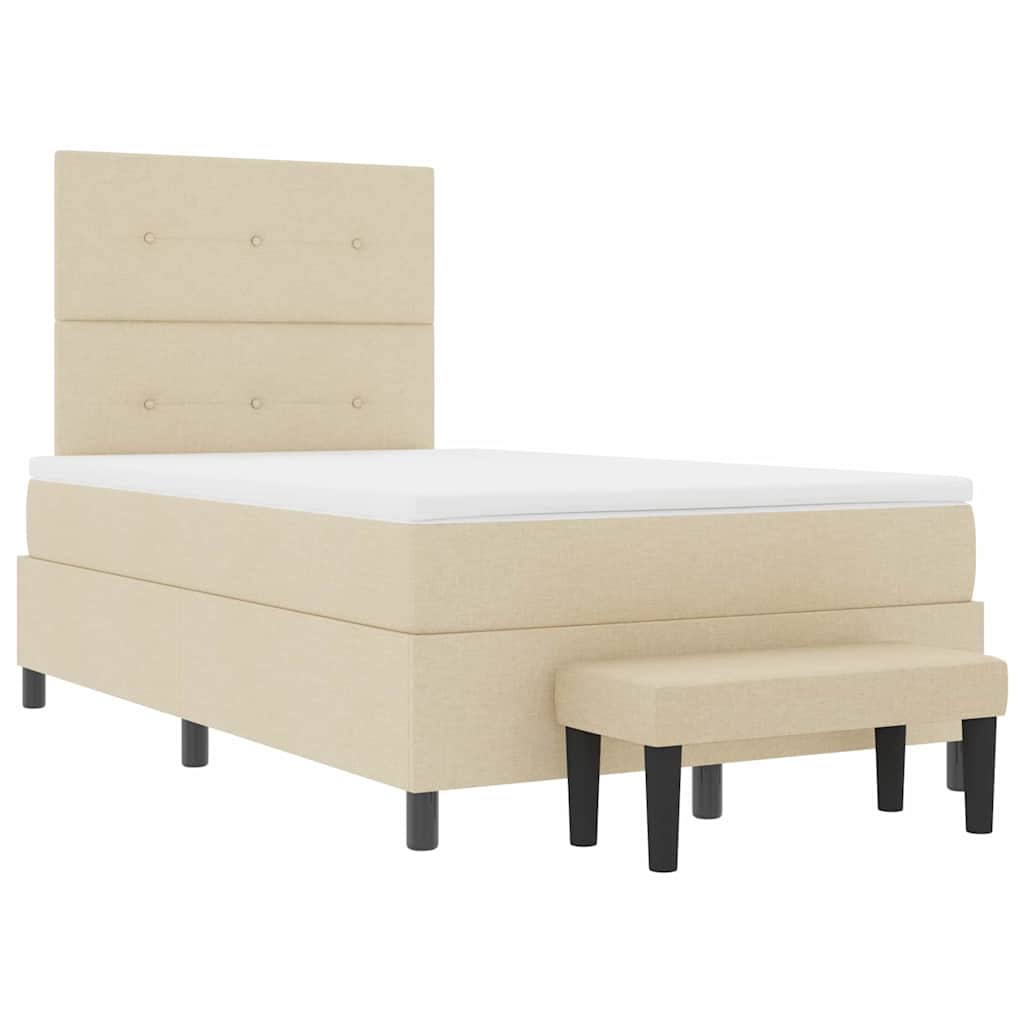 vidaXL Łóżko sprężynowe z materacem Kremowy 120 x 200 cm tkanina