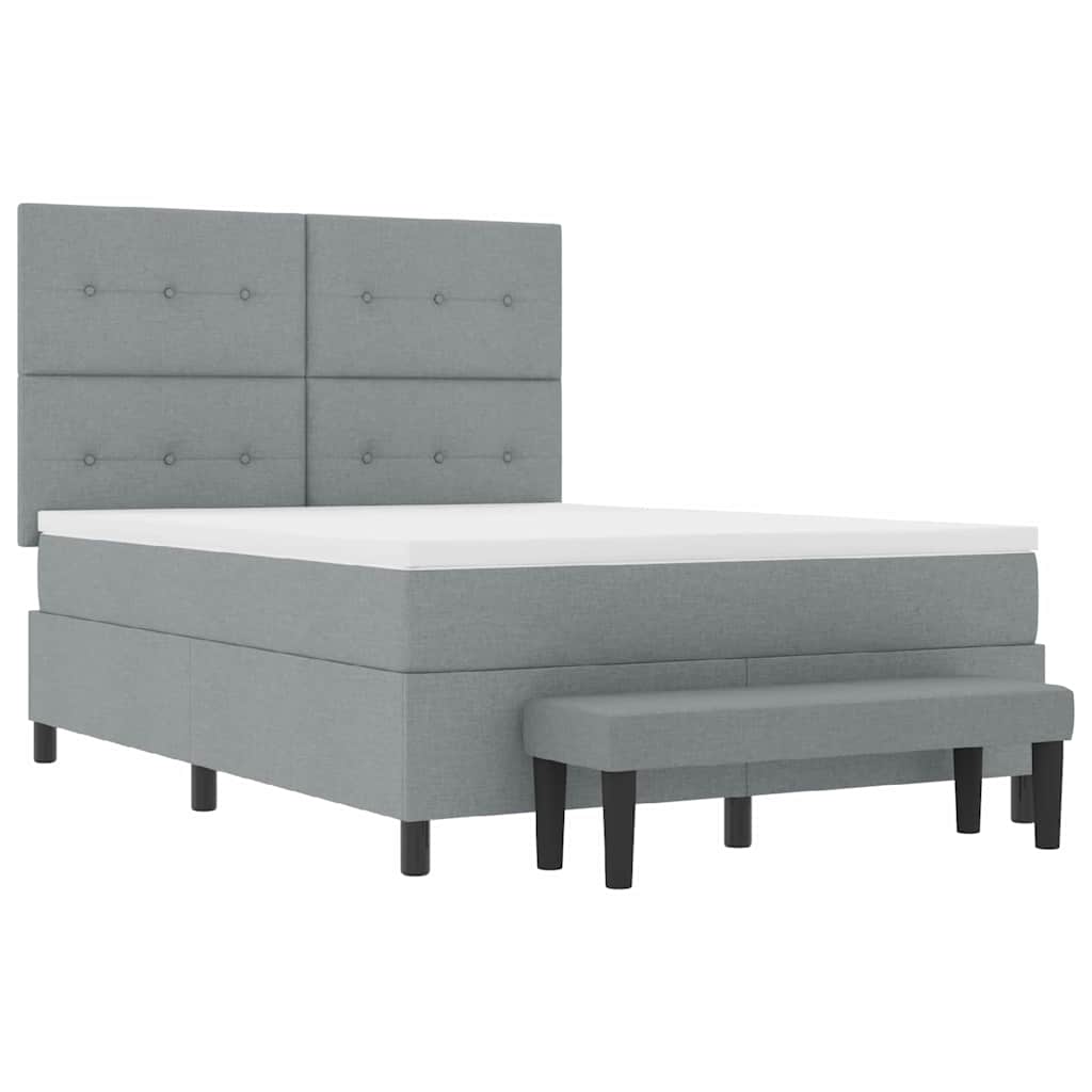 vidaXL Łóżko sprężynowe z materacem Jasnoszary 140 x 190 cm tkanina