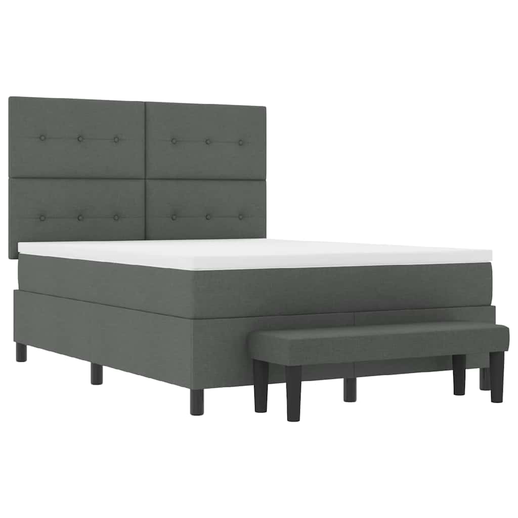 vidaXL Łóżko sprężynowe z poduszką Ciemnoszary 140 x 190 cm tkanina