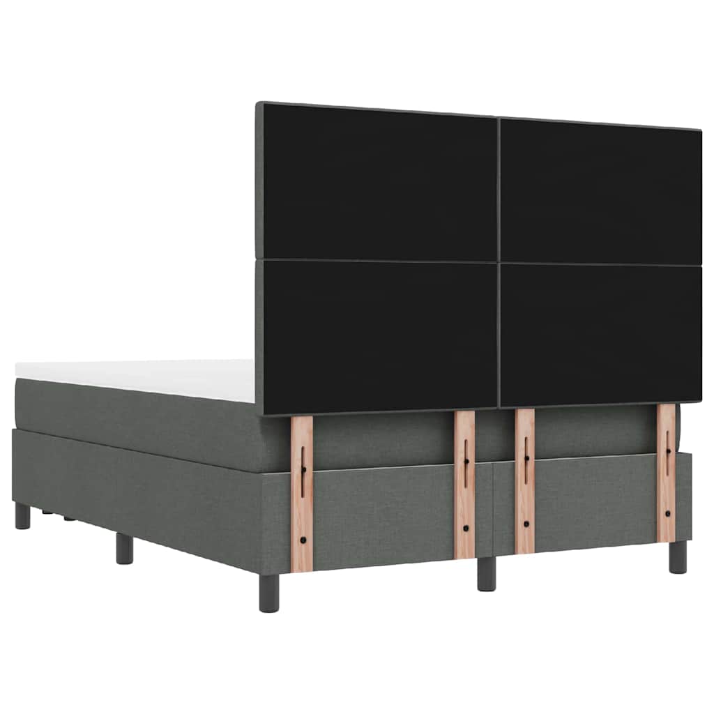 vidaXL Łóżko sprężynowe z poduszką Ciemnoszary 140 x 190 cm tkanina