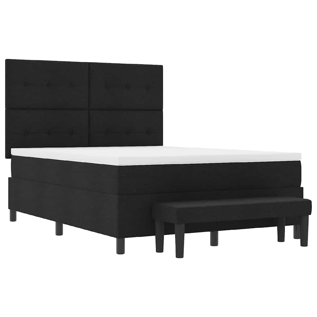 vidaXL Łóżko sprężynowe Z zagłówkiem Czarny 140 x 190 cm tkanina