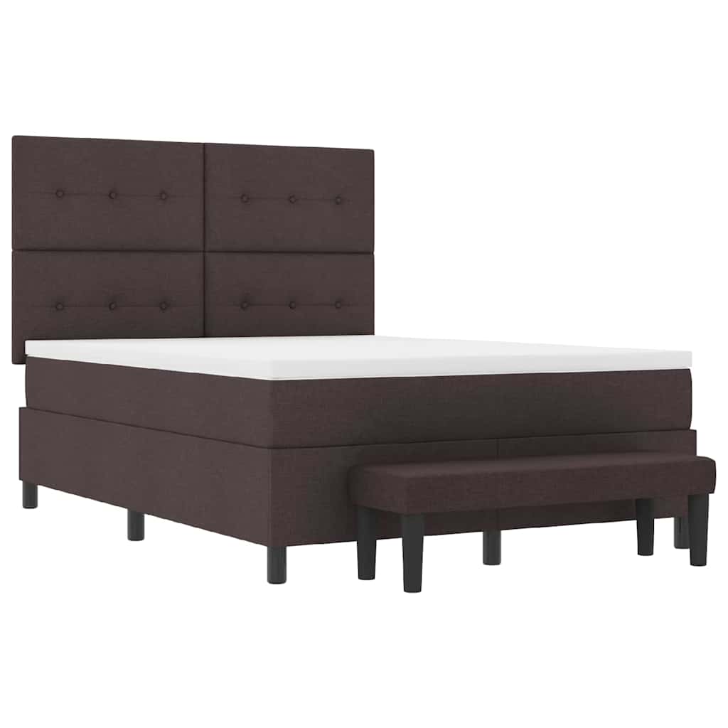vidaXL Łóżko sprężynowe Z zagłówkiem Ciemny brąz 140 x 190 cm tkanina