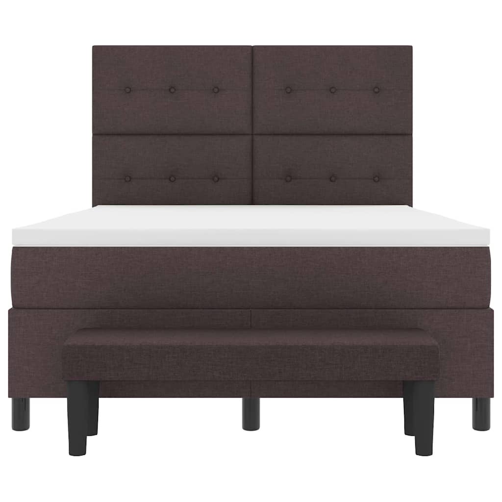 vidaXL Łóżko sprężynowe Z zagłówkiem Ciemny brąz 140 x 190 cm tkanina