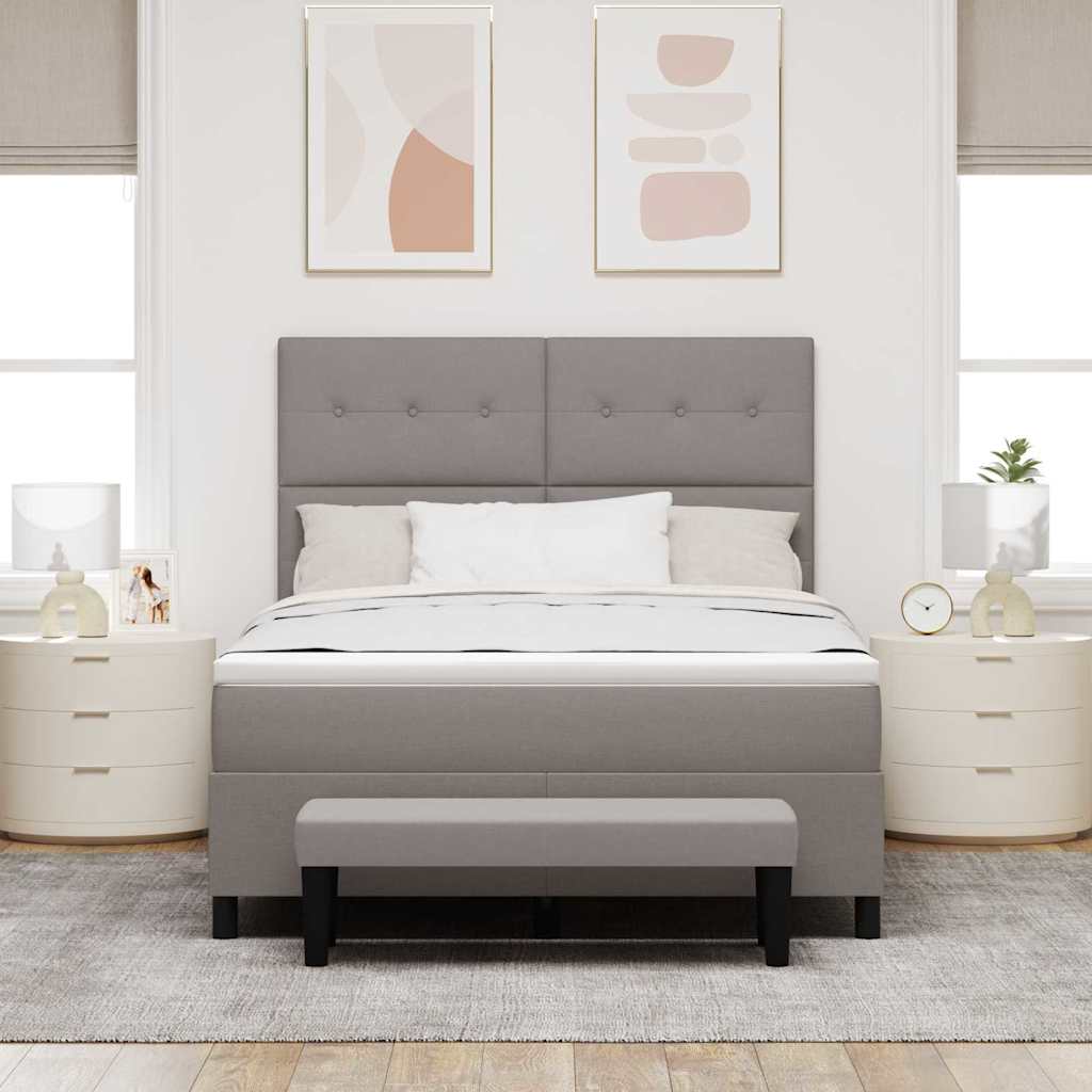 vidaXL Łóżko sprężynowe Z zagłówkiem Ciemnoszary 140 x 190 cm tkanina