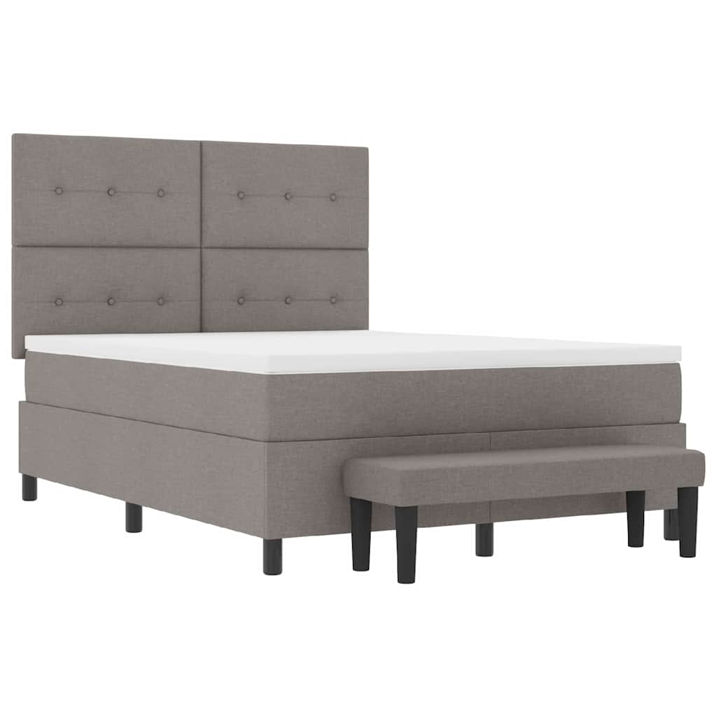 vidaXL Łóżko sprężynowe Z zagłówkiem Ciemnoszary 140 x 190 cm tkanina