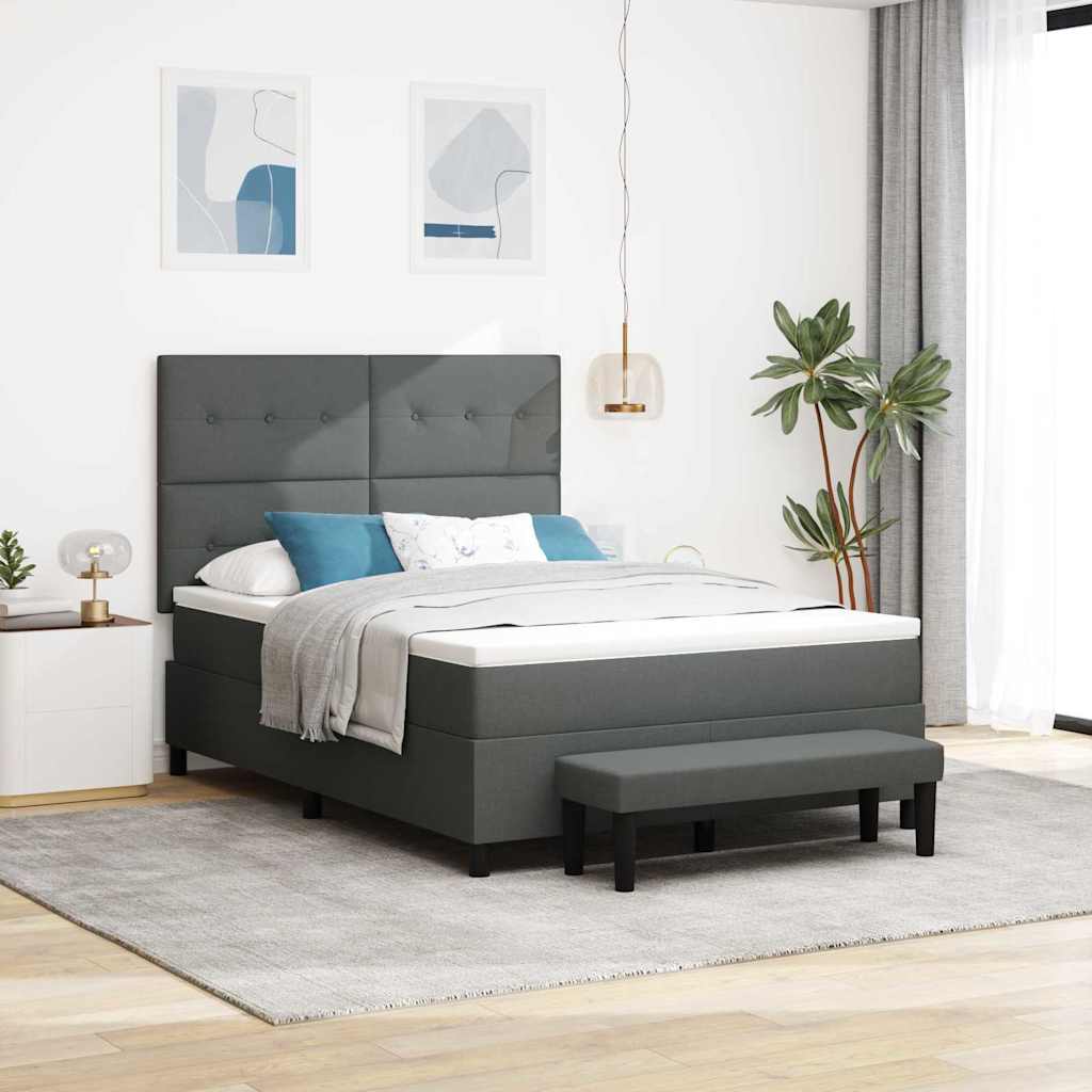 vidaXL Łóżko sprężynowe z poduszką Ciemnoszary 140 x 200 cm tkanina