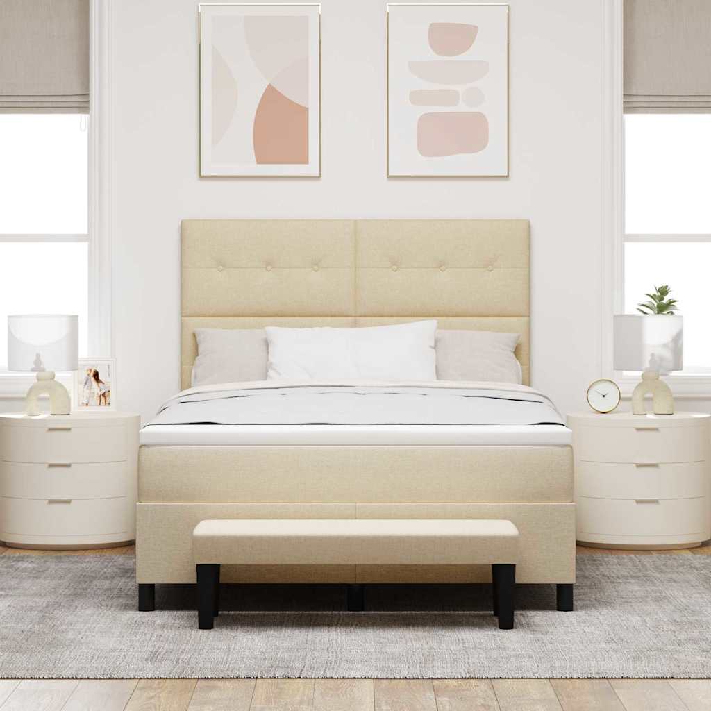 vidaXL Łóżko sprężynowe Z zagłówkiem Kremowy 160 x 200 cm tkanina