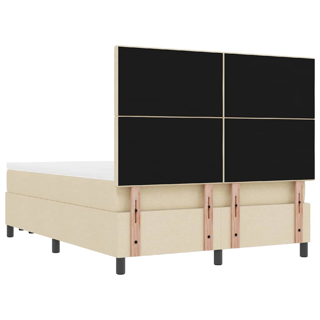 vidaXL Łóżko sprężynowe Z zagłówkiem Kremowy 160 x 200 cm tkanina