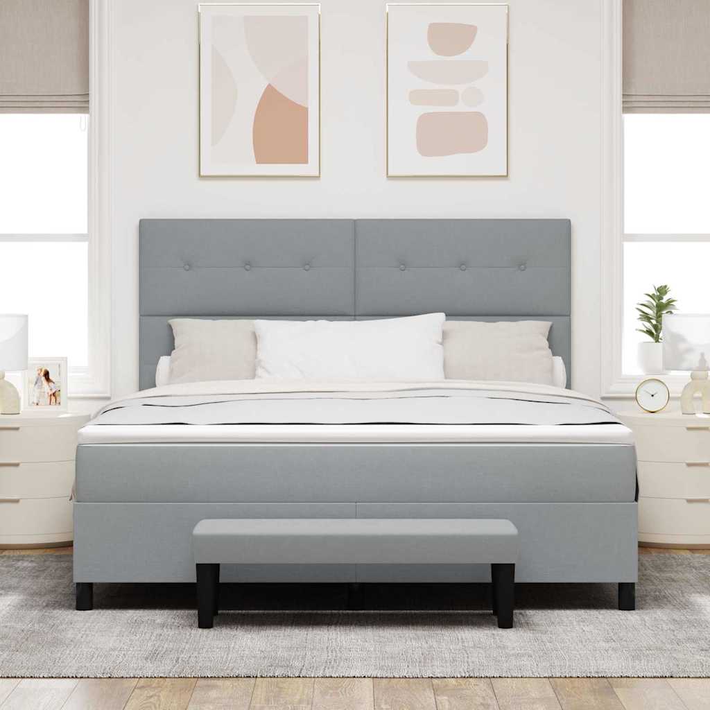 vidaXL Łóżko sprężynowe Z zagłówkiem Jasnoszary 180 x 200 cm tkanina