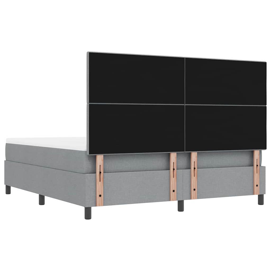 vidaXL Łóżko sprężynowe Z zagłówkiem Jasnoszary 180 x 200 cm tkanina