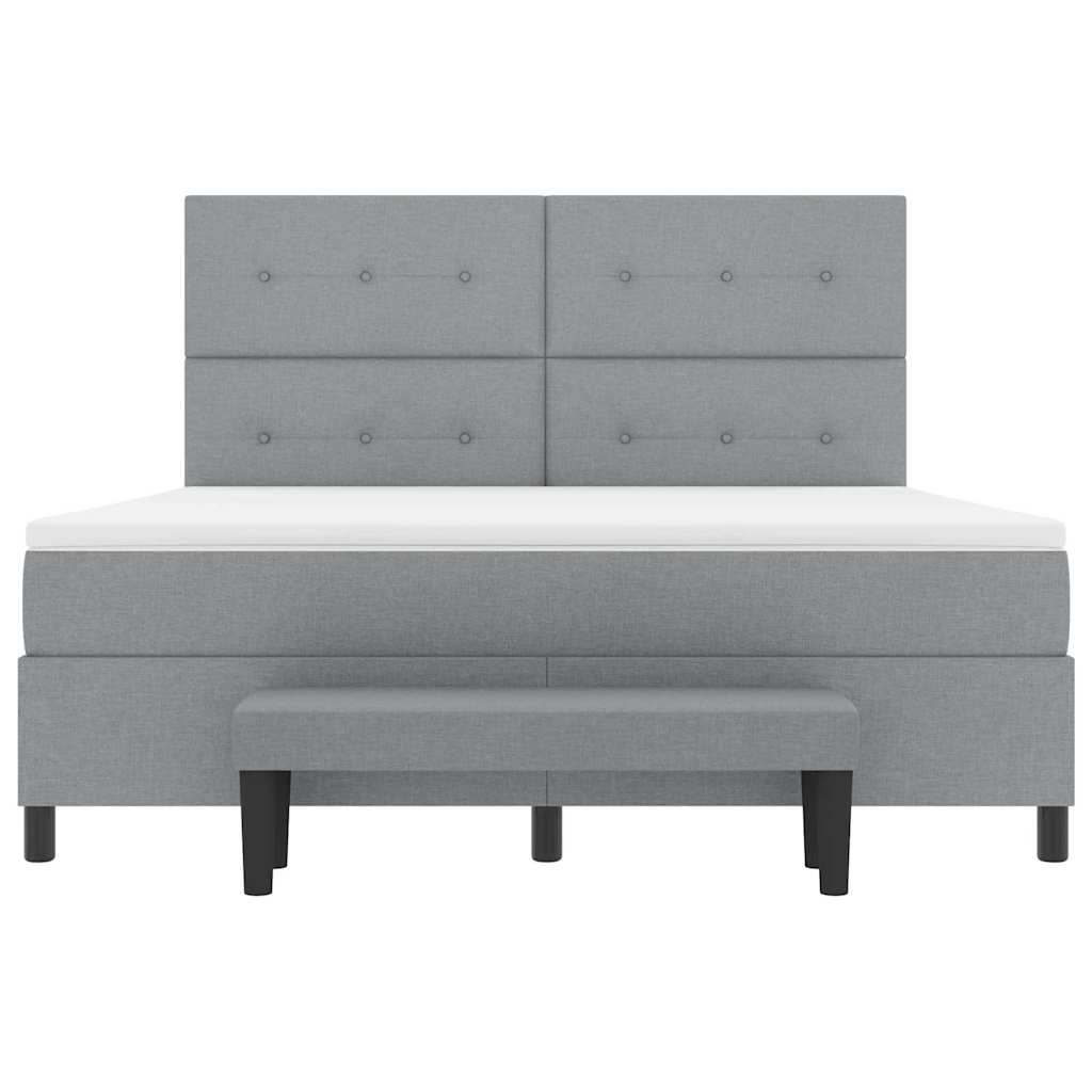 vidaXL Łóżko sprężynowe Z zagłówkiem Jasnoszary 180 x 200 cm tkanina