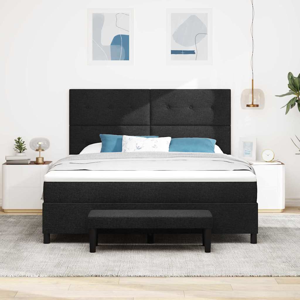 vidaXL Łóżko sprężynowe Z zagłówkiem Czarny 180 x 200 cm tkanina