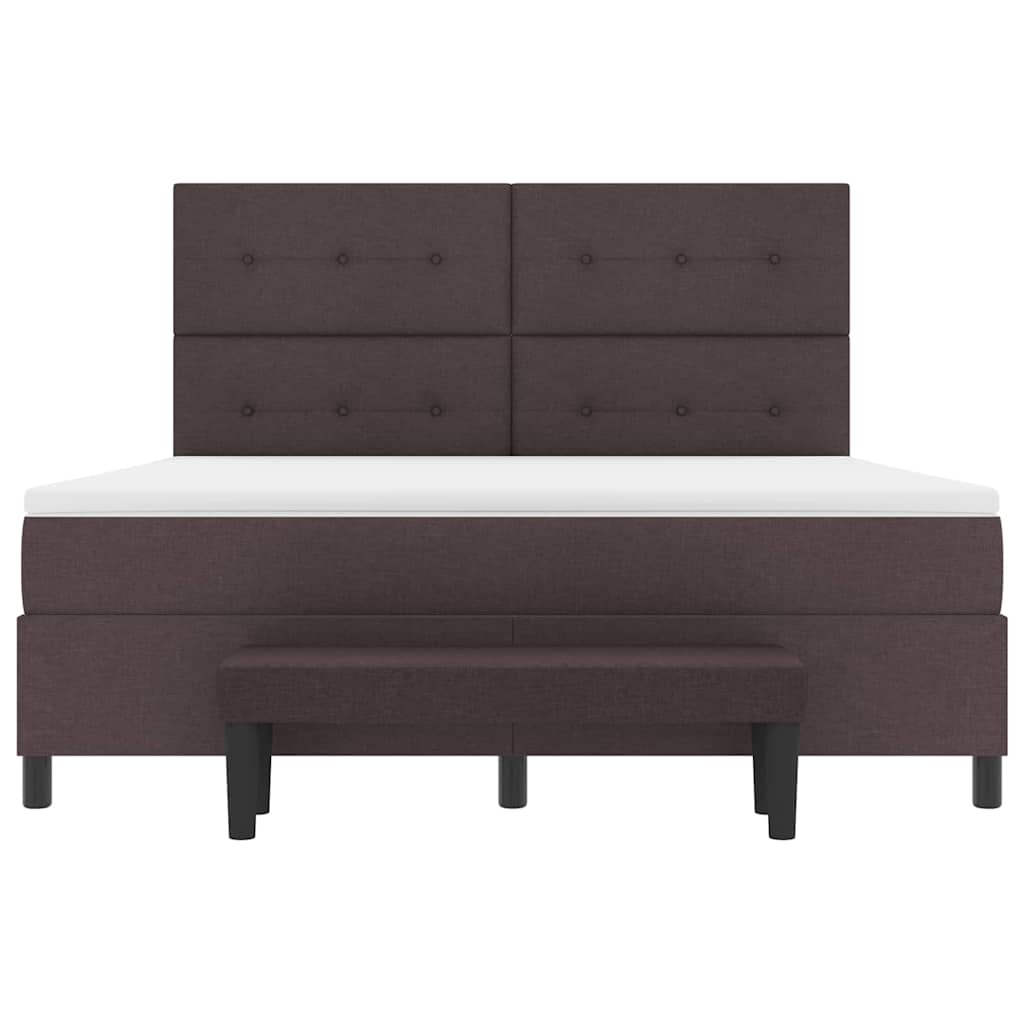 vidaXL Łóżko sprężynowe Z zagłówkiem Ciemny brąz 180 x 200 cm tkanina