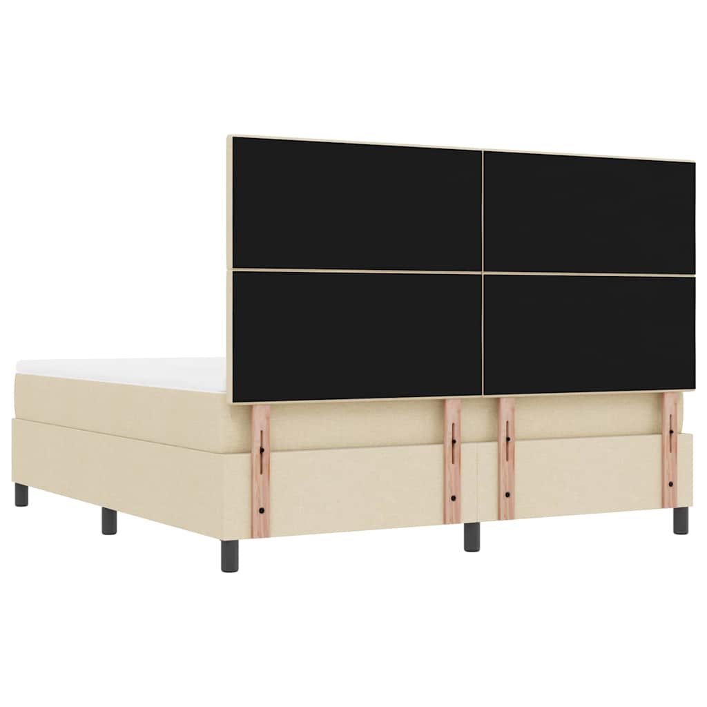 vidaXL Łóżko sprężynowe Z zagłówkiem Kremowy 180 x 200 cm tkanina