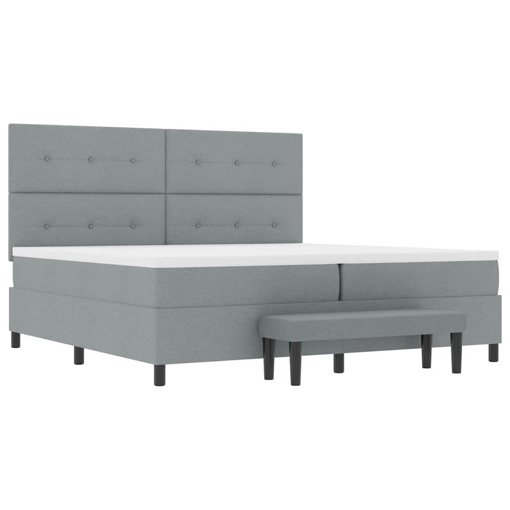 vidaXL Łóżko sprężynowe Z zagłówkiem Jasnoszary 200 x 200 cm tkanina