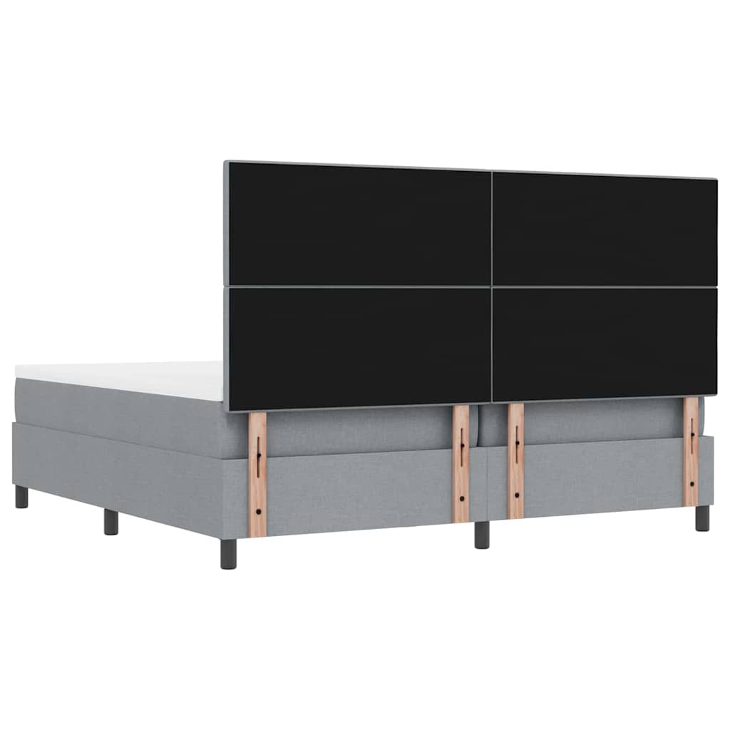vidaXL Łóżko sprężynowe Z zagłówkiem Jasnoszary 200 x 200 cm tkanina