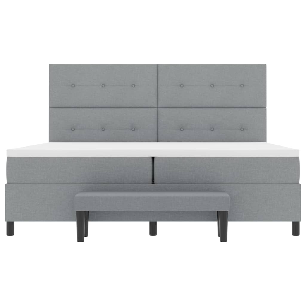 vidaXL Łóżko sprężynowe Z zagłówkiem Jasnoszary 200 x 200 cm tkanina