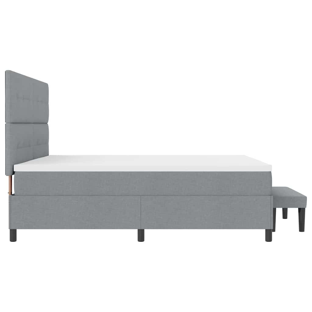 vidaXL Łóżko sprężynowe Z zagłówkiem Jasnoszary 200 x 200 cm tkanina