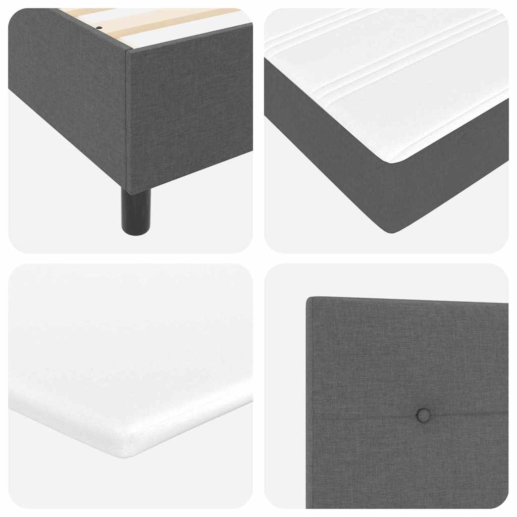vidaXL Łóżko sprężynowe Z zagłówkiem Ciemnoszary 200 x 200 cm tkanina