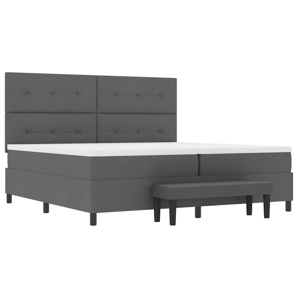 vidaXL Łóżko sprężynowe Z zagłówkiem Ciemnoszary 200 x 200 cm tkanina