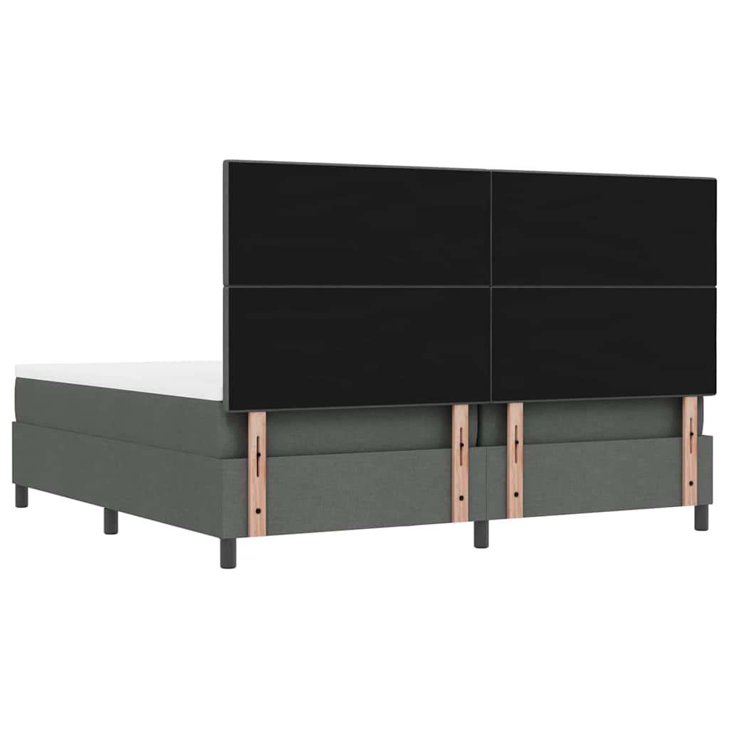 vidaXL Łóżko sprężynowe Z zagłówkiem Ciemnoszary 200 x 200 cm tkanina