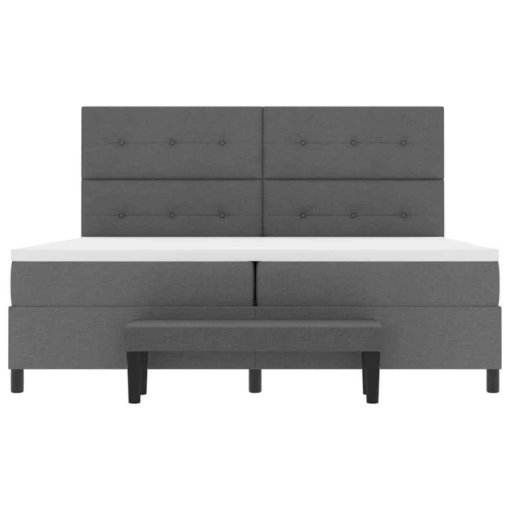 vidaXL Łóżko sprężynowe Z zagłówkiem Ciemnoszary 200 x 200 cm tkanina