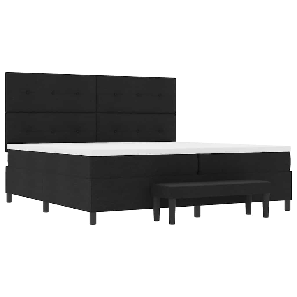 vidaXL Łóżko sprężynowe Z zagłówkiem Czarny 200 x 200 cm tkanina