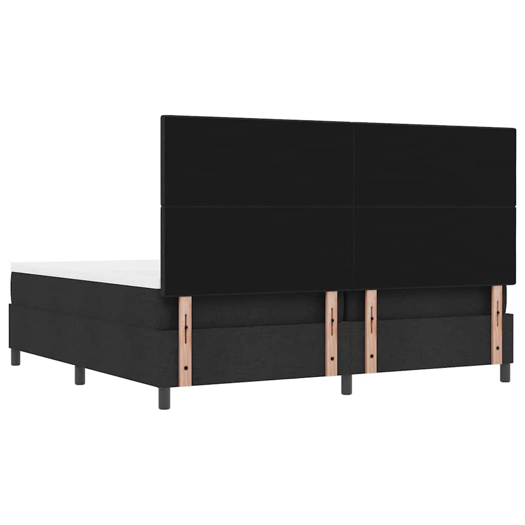 vidaXL Łóżko sprężynowe Z zagłówkiem Czarny 200 x 200 cm tkanina