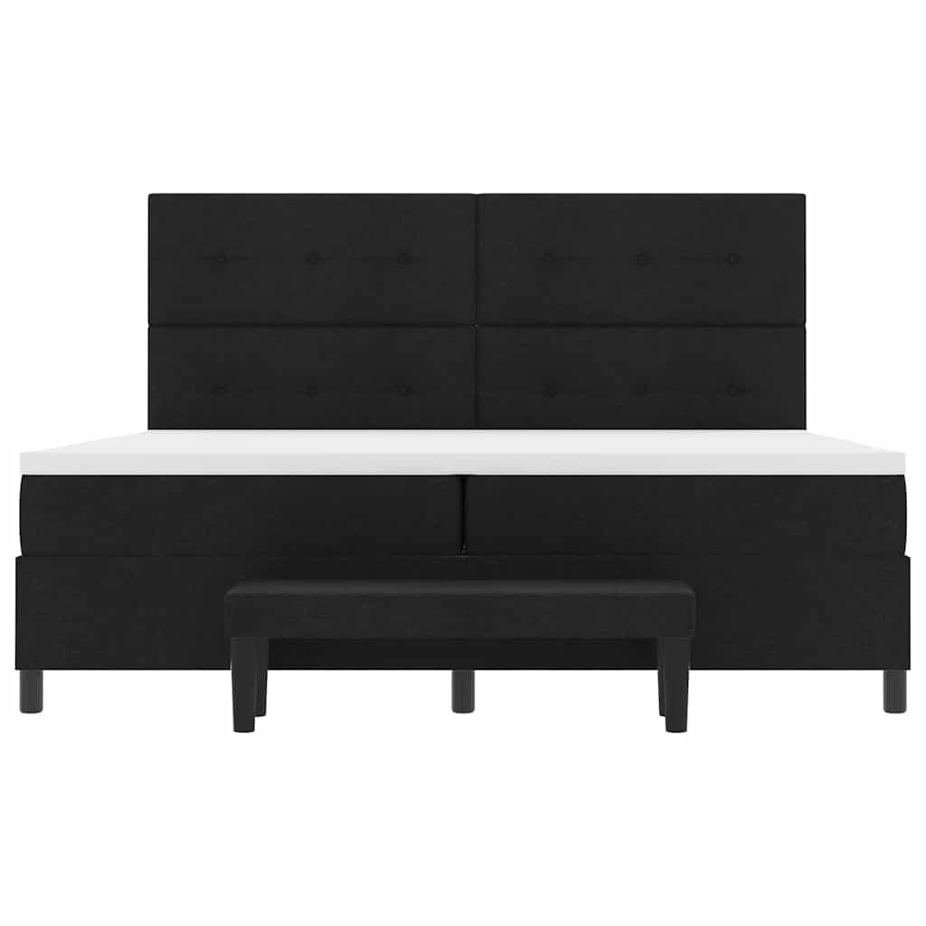 vidaXL Łóżko sprężynowe Z zagłówkiem Czarny 200 x 200 cm tkanina