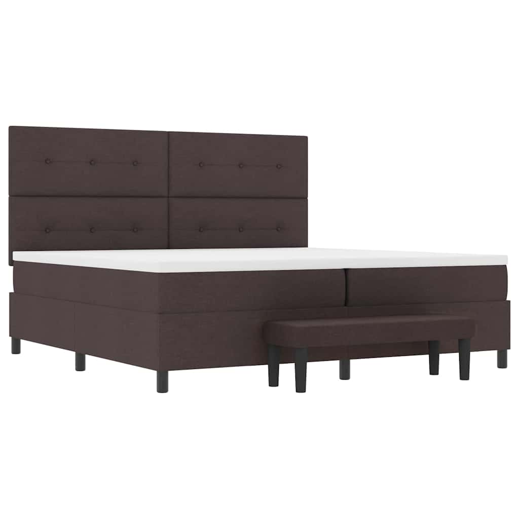 vidaXL Łóżko sprężynowe Z zagłówkiem Ciemny brąz 200 x 200 cm tkanina